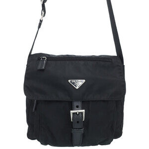 Prada Tessuto Crossbody messenger bag saffiano Leather Nero Black